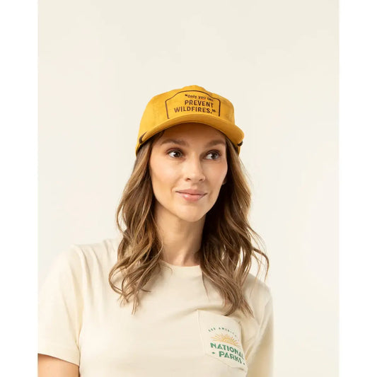 hat - cotton - only you can prevent wildfires - mustard by the landmark project