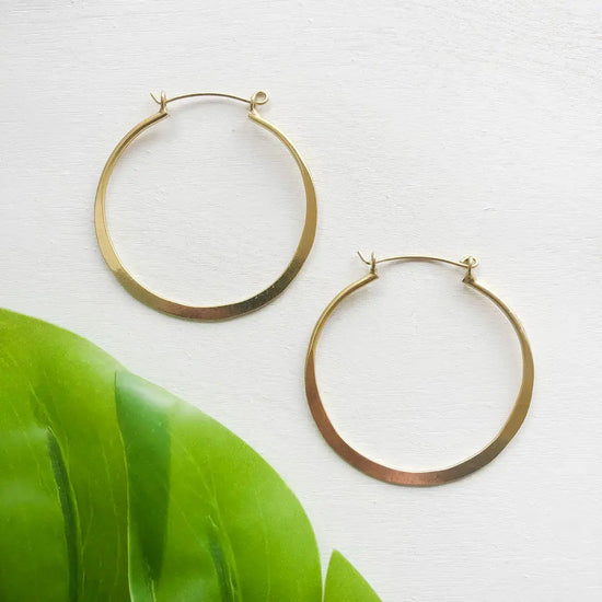 earrings - organic hoops - gold by worldfinds