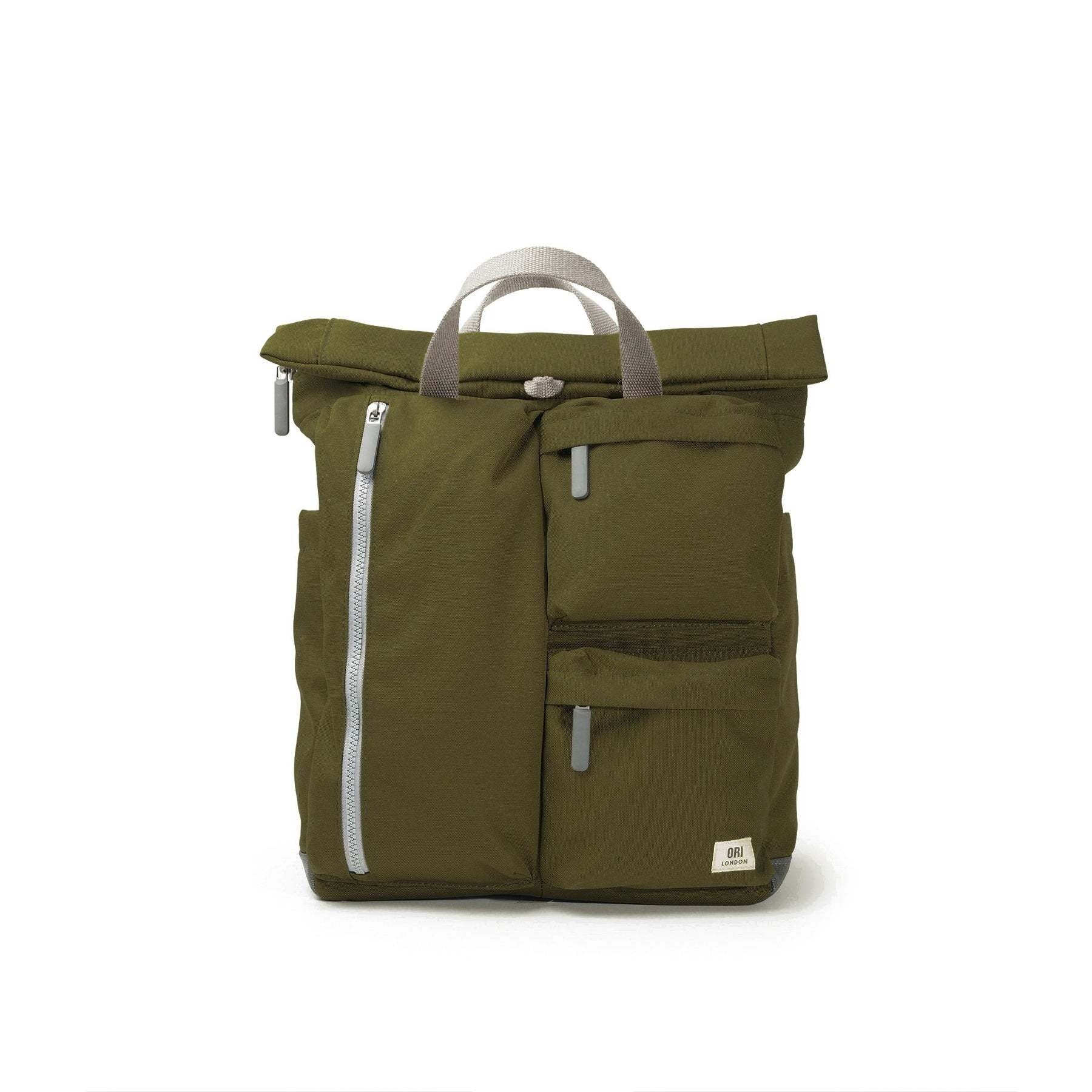 backpack roll-top - richmond - canvas - medium - moss green by ori london
