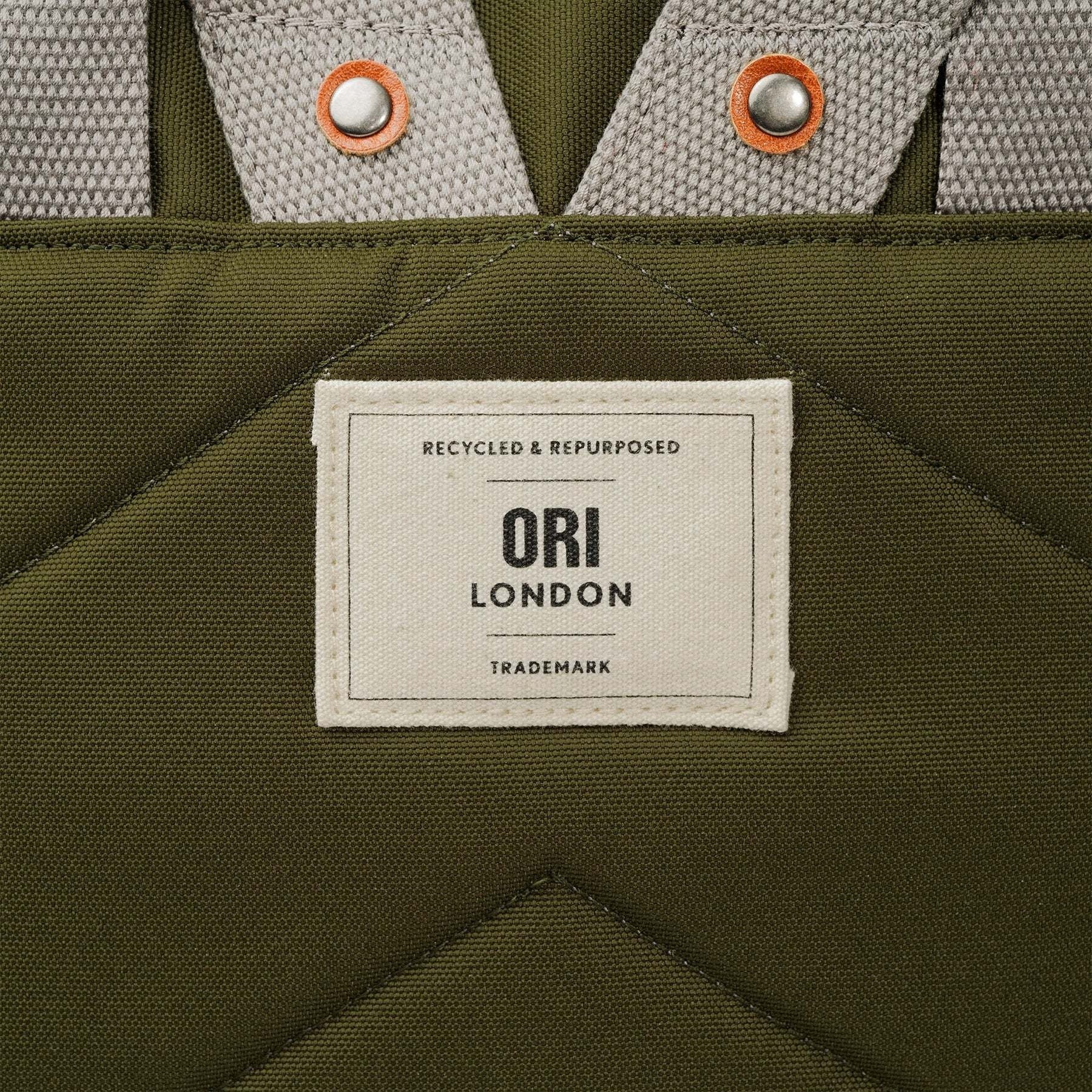 backpack roll-top - richmond - canvas - medium - moss green by ori london