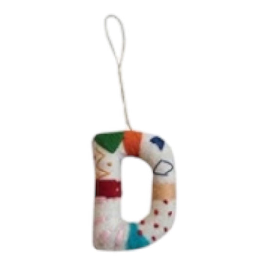 ornament - alphabet - wool felt by creative co-op