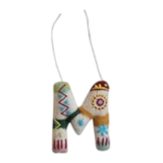 ornament - alphabet - wool felt by creative co-op