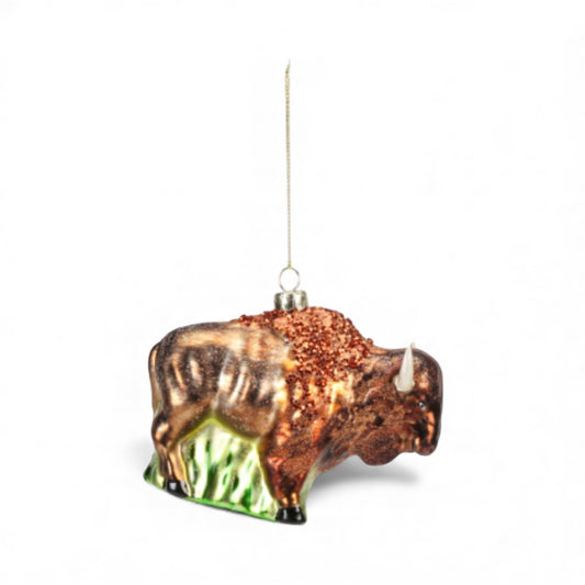 ornament - 3d glass - buffalo/bison - 4.5" by one hundred 80 degrees