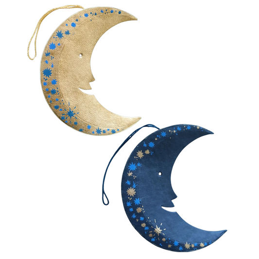 ornament - recycled paper board - crescent moon by east end press