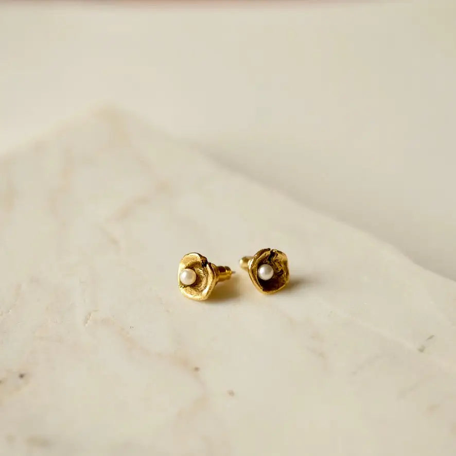 earrings - oyster studs - 24kgp by tilly doro