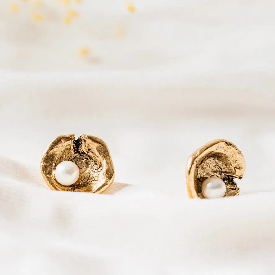 earrings - oyster studs - 24kgp by tilly doro