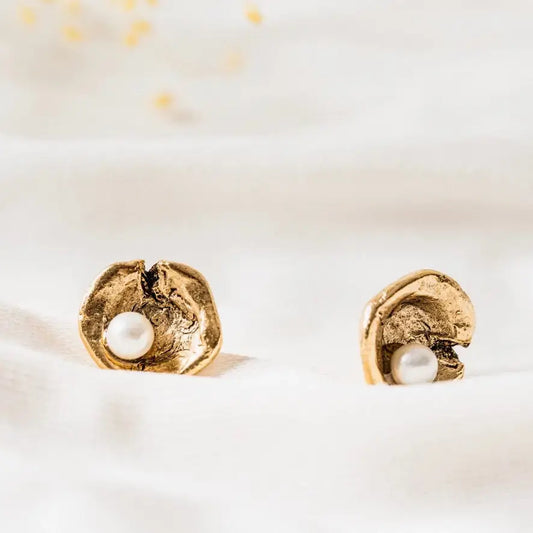 earrings - oyster studs - 24kgp by tilly doro