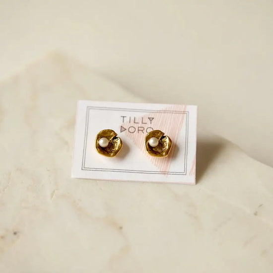 earrings - oyster studs - 24kgp by tilly doro