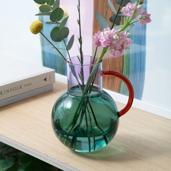 jug - pablo glass - large - teal/lilac/amber by block design