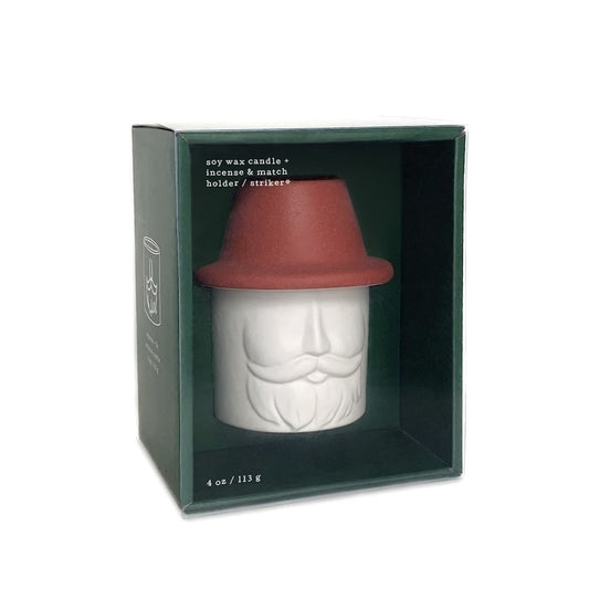 candle + match striker - red hat + beard - balsam fir by paddywax