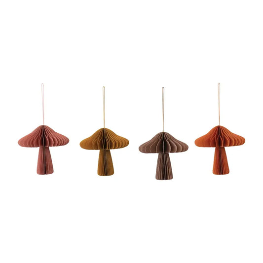 ornament - paper honeycomb mushroom (4 colors) by creative co-op