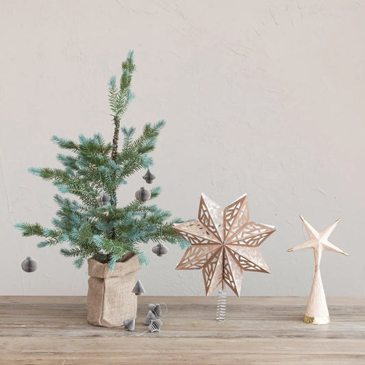 tree topper - paper mache star - gold foil - nude color by creative co-op