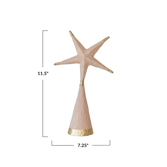 tree topper - paper mache star - gold foil - nude color by creative co-op