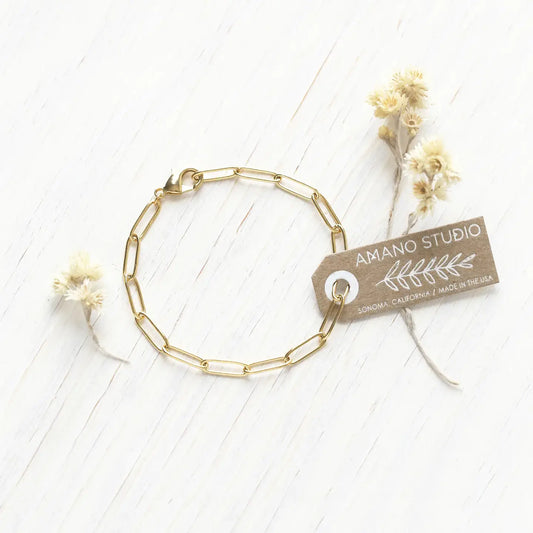 bracelet - paperclip - 14k gold plate brass by amano studio