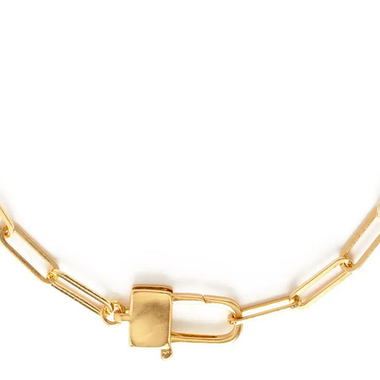 necklace - paperclip chain - padlock clasp - 14k gold-plate brass by amano studio
