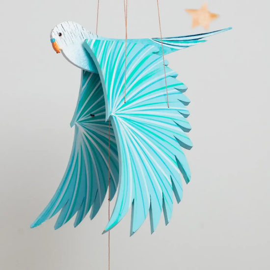 mobile - flying - parakeet budgie by tulia's artisan gallery