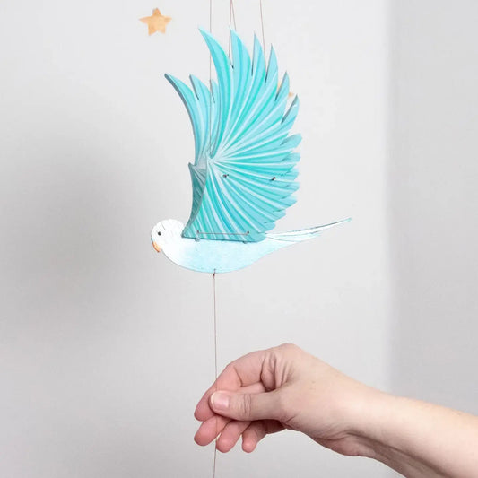 mobile - flying - parakeet budgie by tulia's artisan gallery