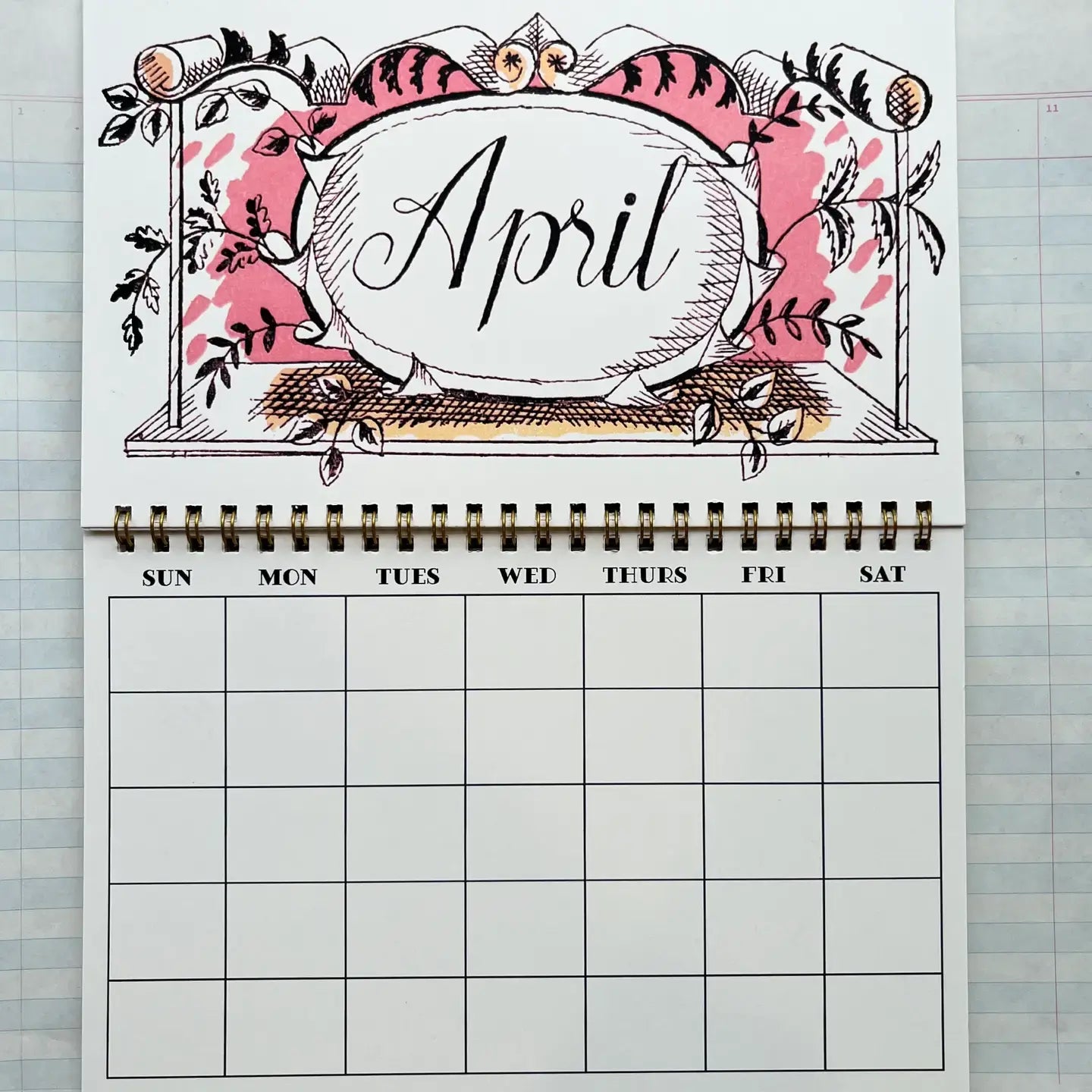 wall calendar - perpetual monthly agenda by parcel