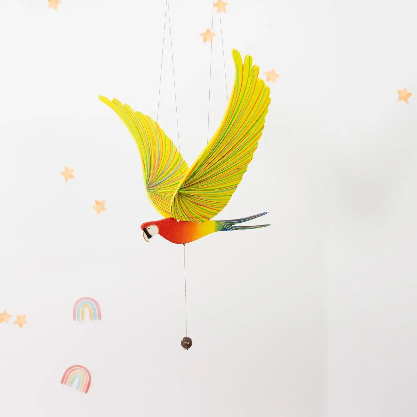 mobile - flying - parrot macaw by tulia's artisan gallery