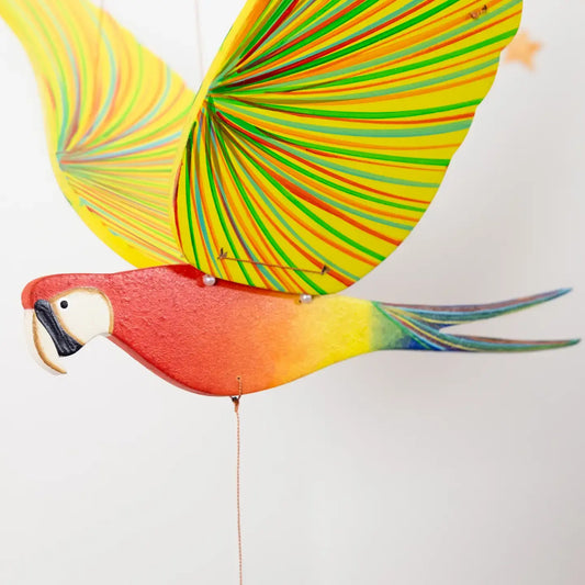 mobile - flying - parrot macaw by tulia's artisan gallery