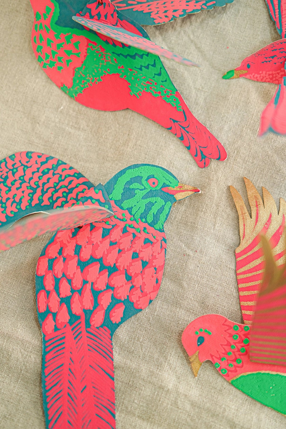 ornaments - recycled cotton paper - party birds by east end press