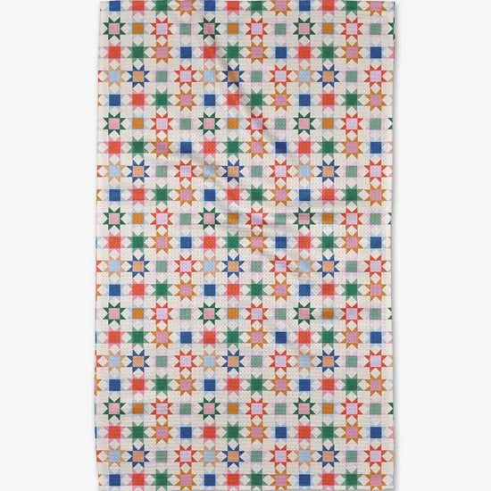 tea towel - microfiber - patchwork picnic (stars) by geometry house
