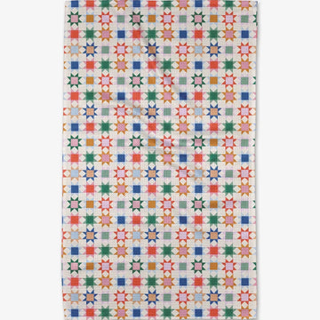 tea towel - microfiber - patchwork picnic (stars) by geometry house