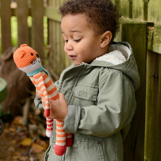 crochet rattle toy - fox by pebble
