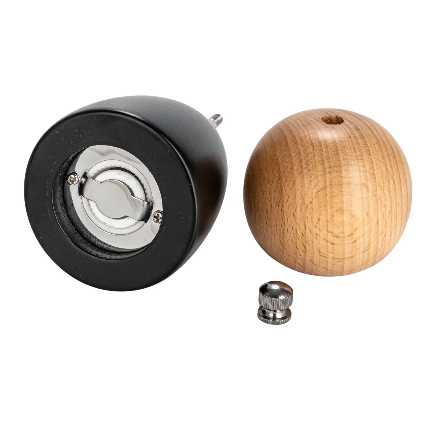 salt & pepper mill - small - two-tone rubberwood - ball top by creative co-op