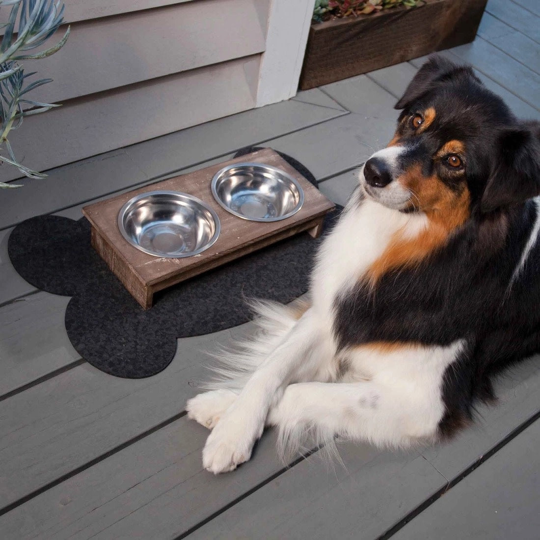 pet placemat - recycled rubber - large bone - black by speckle & spot by oré originals