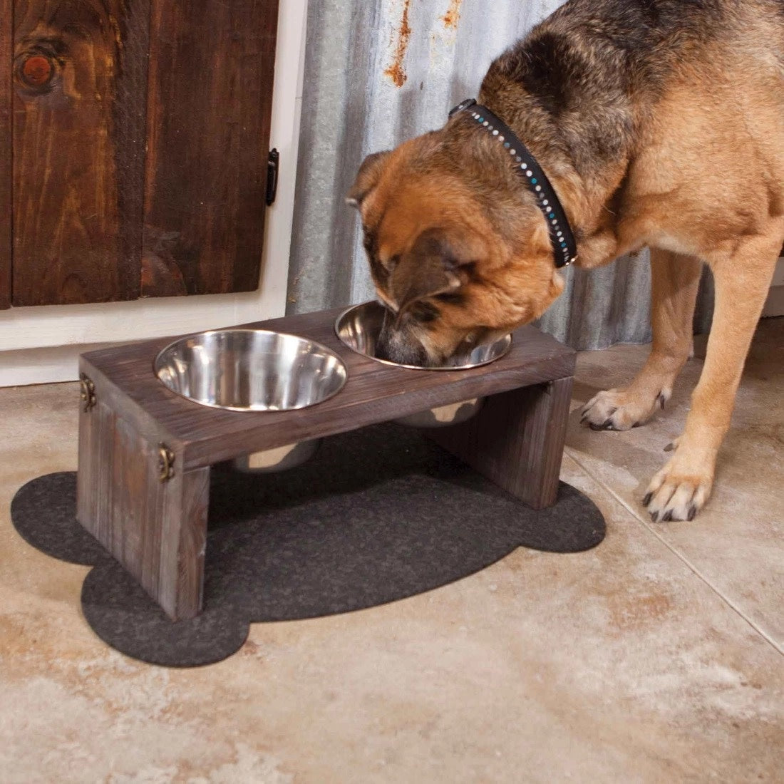 pet placemat - recycled rubber - large bone - black by speckle & spot by oré originals