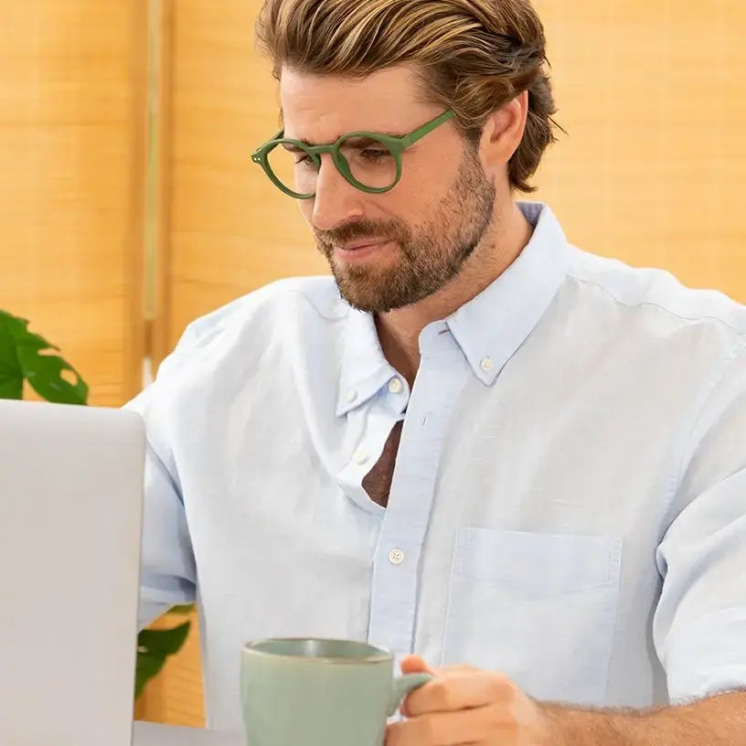 readers - blue light - "phoenix" - soft olive green by blue planet eyewear