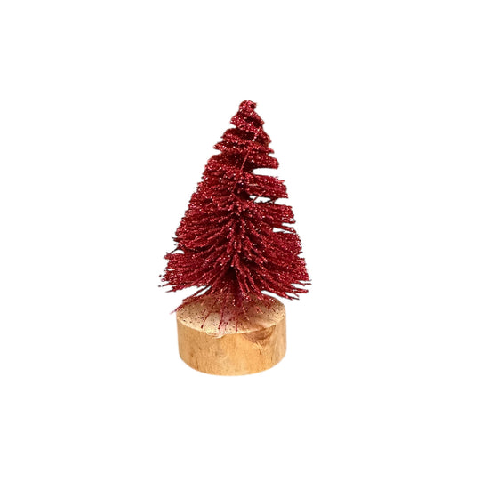 tree - sisal bottle brush - red glitter by creative co-op