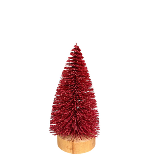 tree - sisal bottle brush - red glitter by creative co-op