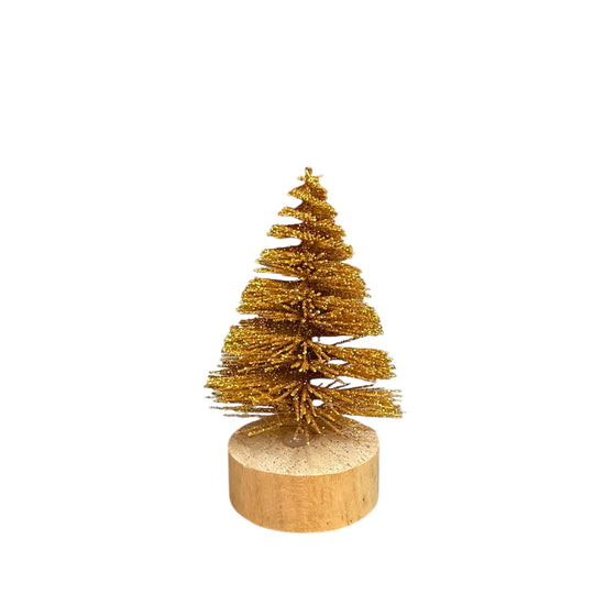 tree - sisal bottle brush - gold glitter by creative co-op