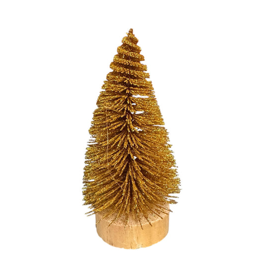 tree - sisal bottle brush - gold glitter by creative co-op