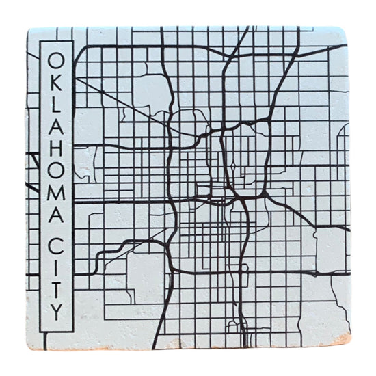 drink coaster - okc streetcar map square by tipsy coasters