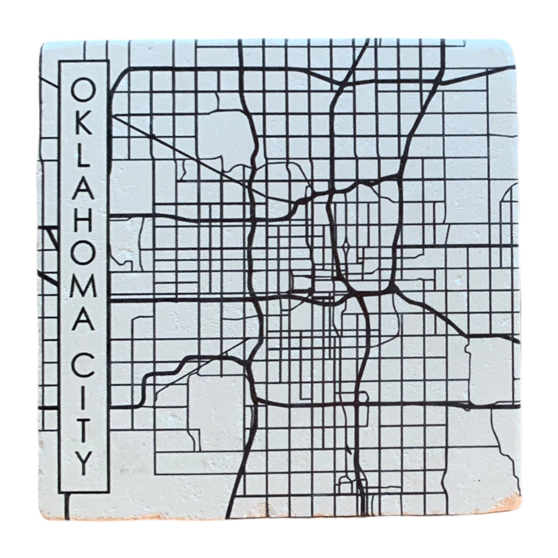 drink coaster - okc streetcar map square by tipsy coasters