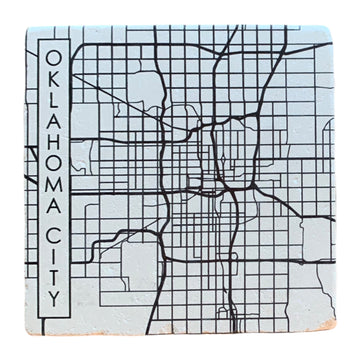 drink coaster - okc streetcar map square by tipsy coasters