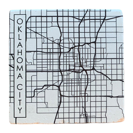 drink coaster - okc streetcar map square by tipsy coasters