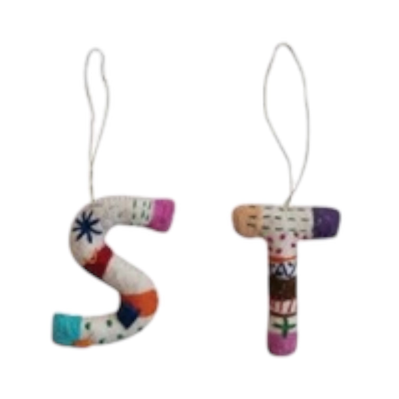 ornament - alphabet - wool felt by creative co-op