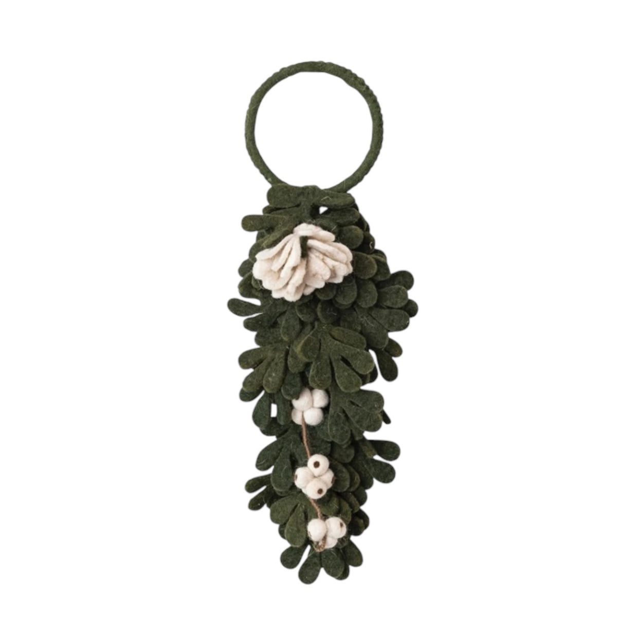 door hanger - wool felt - leaves + cream flowers (2 styles) by creative co-op