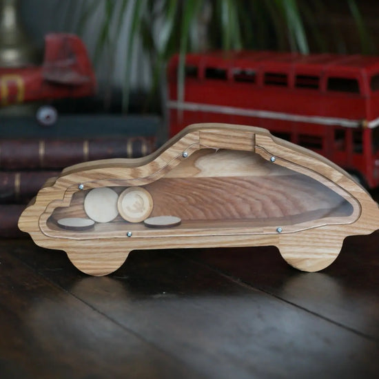 piggy bank car - ash wood by promidesign