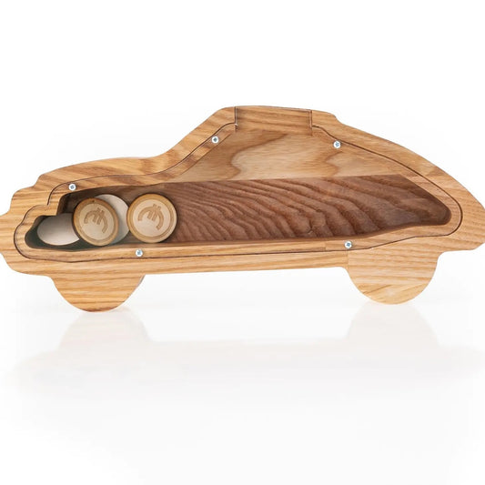 piggy bank car - ash wood by promidesign
