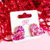 earrings - heart stud - pink confetti by sandy + rizzo