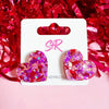 earrings - heart stud - pink confetti by sandy + rizzo