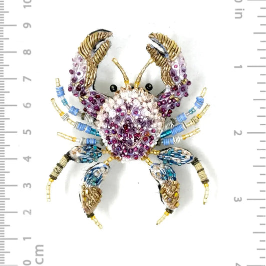 brooch pin - pink forest crab by trovelore