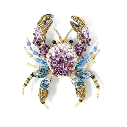 brooch pin - pink forest crab by trovelore