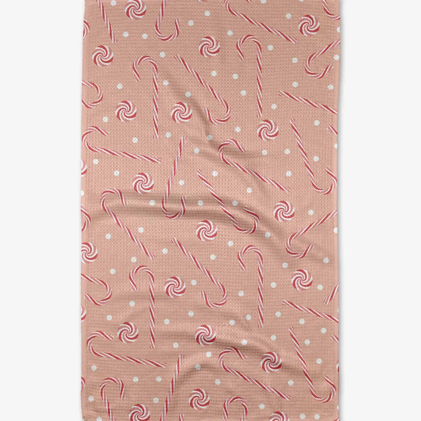 tea towel - microfiber holiday - pink peppermint by geometry house