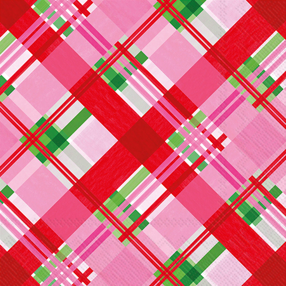 napkins - holiday cocktail - pink plaid by boston international